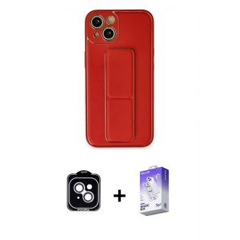 MARSİLYAN™- iPhone 14 Kılıf Akış Doku - Siyah Bilvis 5in1 3D Magic Cam Ekran Koruyucu + PVD Metal Kamera Lens - GS