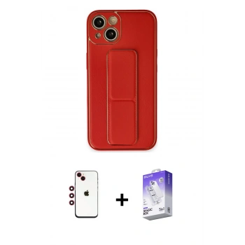 MARSİLYAN™- iPhone 14 Kılıf Akış Doku - Siyah Bilvis 5in1 3D Magic Cam Ekran Koruyucu + Shine Kamera Lens - KI