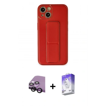 MARSİLYAN™- iPhone 14 Kılıf Akış Doku - Siyah Bilvis 5in1 3D Magic Cam Ekran Koruyucu + Raze Metal Kamera Lens - SH