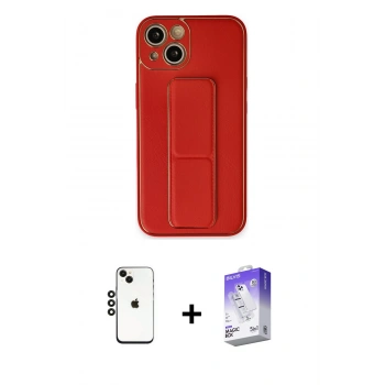 MARSİLYAN™- iPhone 14 Kılıf Akış Doku - Siyah Bilvis 5in1 3D Magic Cam Ekran Koruyucu + Shine Kamera Lens - SH