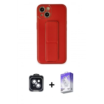 MARSİLYAN™- iPhone 14 Kılıf Akış Doku - Siyah Bilvis 5in1 3D Magic Cam Ekran Koruyucu + PVD Metal Kamera Lens - SH