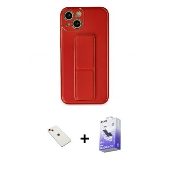 MARSİLYAN™- iPhone 14 Kılıf Akış Doku - Siyah Bilvis 5in1 5D Magic Hayalet Cam Ekran Koruyucu + Diamond Kamera Lens - KI