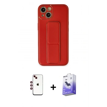 MARSİLYAN™- iPhone 14 Kılıf Akış Doku - Siyah Bilvis 5in1 5D Magic Hayalet Cam Ekran Koruyucu + Shine Kamera Lens - KI