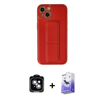 MARSİLYAN™- iPhone 14 Kılıf Akış Doku - Siyah Bilvis 5in1 5D Magic Hayalet Cam Ekran Koruyucu + PVD Metal Kamera Lens - MI
