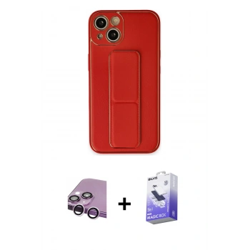 MARSİLYAN™- iPhone 14 Kılıf Akış Doku - Siyah Bilvis 5in1 5D Magic Hayalet Cam Ekran Koruyucu + Raze Metal Kamera Lens - MR