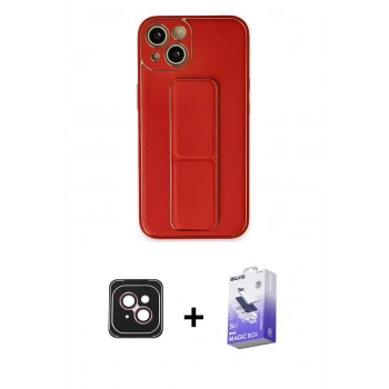 MARSİLYAN™- iPhone 14 Kılıf Akış Doku - Siyah Bilvis 5in1 5D Magic Hayalet Cam Ekran Koruyucu + PVD Metal Kamera Lens - PE