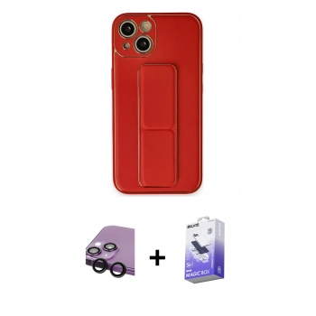MARSİLYAN™- iPhone 14 Kılıf Akış Doku - Siyah Bilvis 5in1 5D Magic Hayalet Cam Ekran Koruyucu + Raze Metal Kamera Lens - SH