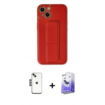 MARSİLYAN™- iPhone 14 Kılıf Akış Doku - Siyah Bilvis 5in1 5D Magic Hayalet Cam Ekran Koruyucu + Shine Kamera Lens - SH