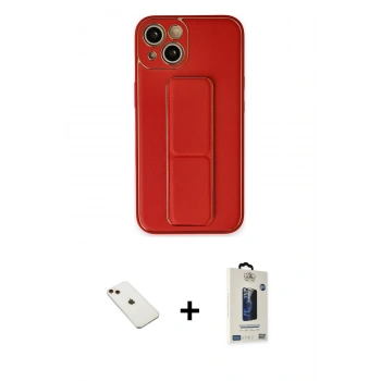 MARSİLYAN™- iPhone 14 Kılıf Akış Doku - Siyah Bilvis Hayalet Cam Ekran Koruyucu + Diamond Kamera Lens - KI