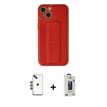 MARSİLYAN™- iPhone 14 Kılıf Akış Doku - Siyah Bilvis Hayalet Cam Ekran Koruyucu + Shine Kamera Lens - YL