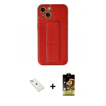 MARSİLYAN™- iPhone 14 Kılıf Akış Doku - Siyah Buffer Cam Ekran Koruyucu + Diamond Kamera Lens - SABE