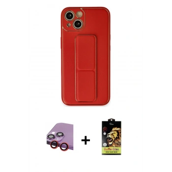 MARSİLYAN™- iPhone 14 Kılıf Akış Doku - Siyah Buffer Cam Ekran Koruyucu + Raze Metal Kamera Lens - KI