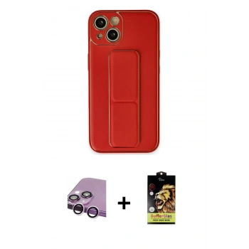 MARSİLYAN™- iPhone 14 Kılıf Akış Doku - Siyah Buffer Cam Ekran Koruyucu + Raze Metal Kamera Lens - MR