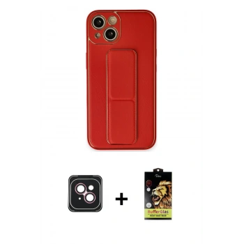 MARSİLYAN™- iPhone 14 Kılıf Akış Doku - Siyah Buffer Cam Ekran Koruyucu + PVD Metal Kamera Lens - PE