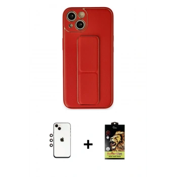 MARSİLYAN™- iPhone 14 Kılıf Akış Doku - Siyah Buffer Cam Ekran Koruyucu + Shine Kamera Lens - GI