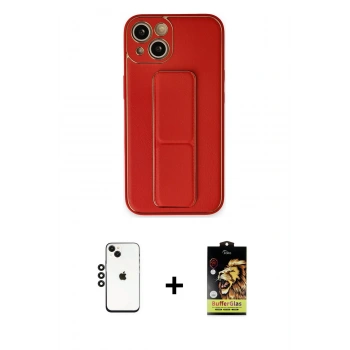 MARSİLYAN™- iPhone 14 Kılıf Akış Doku - Siyah Buffer Cam Ekran Koruyucu + Shine Kamera Lens - SH
