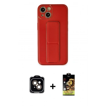 MARSİLYAN™- iPhone 14 Kılıf Akış Doku - Siyah Buffer Cam Ekran Koruyucu + PVD Metal Kamera Lens - TU