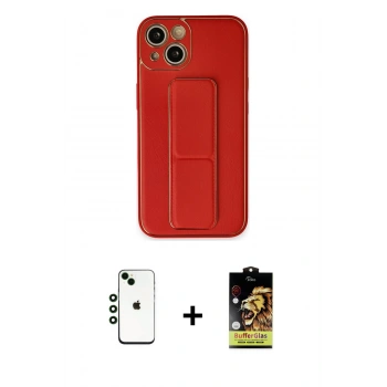 MARSİLYAN™- iPhone 14 Kılıf Akış Doku - Siyah Buffer Cam Ekran Koruyucu + Shine Kamera Lens - YL