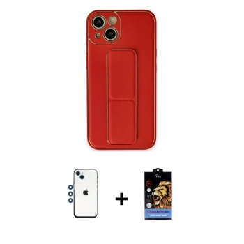 MARSİLYAN™- iPhone 14 Kılıf Akış Doku - Siyah Buffer Hayalet Cam Ekran Koruyucu + Shine Kamera Lens - MI
