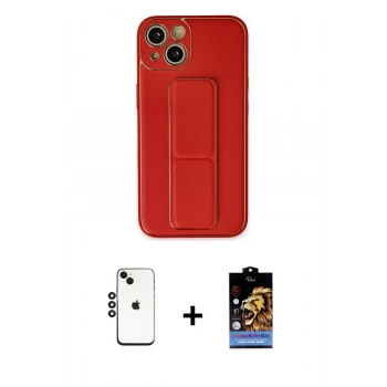 MARSİLYAN™- iPhone 14 Kılıf Akış Doku - Siyah Buffer Hayalet Cam Ekran Koruyucu + Shine Kamera Lens - SH