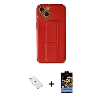 MARSİLYAN™- iPhone 14 Kılıf Akış Doku - Siyah Buffer Hayalet Cam Ekran Koruyucu + Diamond Kamera Lens - SABE