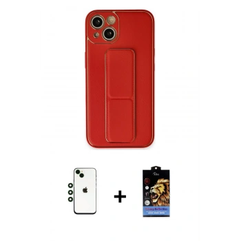 MARSİLYAN™- iPhone 14 Kılıf Akış Doku - Siyah Buffer Hayalet Cam Ekran Koruyucu + Shine Kamera Lens - YL