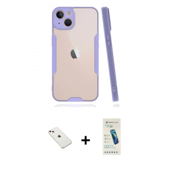 MARSİLYAN™- iPhone 14 Kılıf Atlas Asil Serisi - Şeffaf Pasifik Cam Ekran Koruyucu + Diamond Kamera Lens - PE