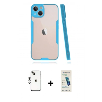 MARSİLYAN™- iPhone 14 Kılıf Atlas Asil Serisi - Şeffaf Pasifik Cam Ekran Koruyucu + Shine Kamera Lens - SH