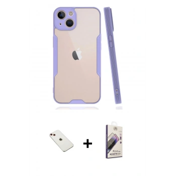 MARSİLYAN™- iPhone 14 Kılıf Atlas Asil Serisi - Siyah Bilvis 3D Mat Cam Ekran Koruyucu + Diamond Kamera Lens - KI