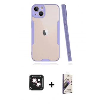 MARSİLYAN™- iPhone 14 Kılıf Atlas Asil Serisi - Siyah Bilvis 3D Mat Cam Ekran Koruyucu + PVD Metal Kamera Lens - PE