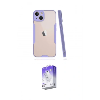 MARSİLYAN™- iPhone 14 Kılıf Atlas Asil Serisi - Siyah Bilvis 5in1 3D Magic Cam Ekran Koruyucu