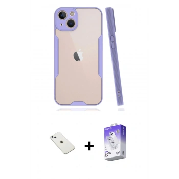MARSİLYAN™- iPhone 14 Kılıf Atlas Asil Serisi - Siyah Bilvis 5in1 3D Magic Cam Ekran Koruyucu + Diamond Kamera Lens - SABE