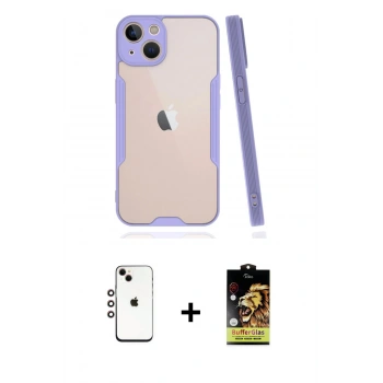 MARSİLYAN™- iPhone 14 Kılıf Atlas Asil Serisi - Siyah Buffer Cam Ekran Koruyucu + Shine Kamera Lens - GI
