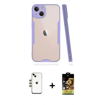 MARSİLYAN™- iPhone 14 Kılıf Atlas Asil Serisi - Siyah Buffer Cam Ekran Koruyucu + Shine Kamera Lens - GD