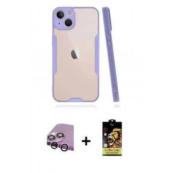 MARSİLYAN™- iPhone 14 Kılıf Atlas Asil Serisi - Siyah Buffer Cam Ekran Koruyucu + Raze Metal Kamera Lens - MR