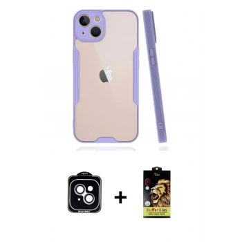 MARSİLYAN™- iPhone 14 Kılıf Atlas Asil Serisi - Siyah Buffer Cam Ekran Koruyucu + PVD Metal Kamera Lens - MI