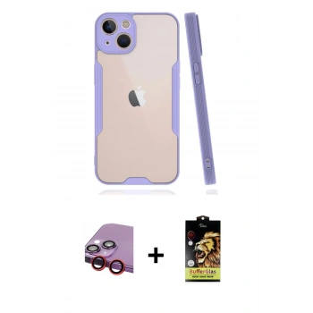 MARSİLYAN™- iPhone 14 Kılıf Atlas Asil Serisi - Siyah Buffer Cam Ekran Koruyucu + Raze Metal Kamera Lens - KI