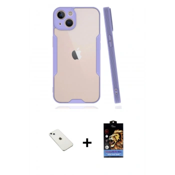 MARSİLYAN™- iPhone 14 Kılıf Atlas Asil Serisi - Siyah Buffer Hayalet Cam Ekran Koruyucu + Diamond Kamera Lens - SABE