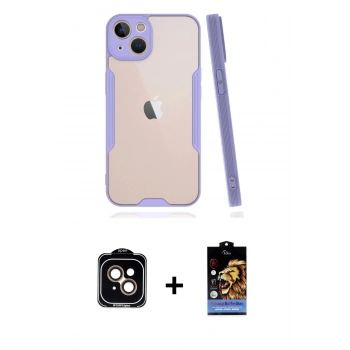 MARSİLYAN™- iPhone 14 Kılıf Atlas Asil Serisi - Siyah Buffer Hayalet Cam Ekran Koruyucu + PVD Metal Kamera Lens - TU
