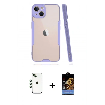 MARSİLYAN™- iPhone 14 Kılıf Atlas Asil Serisi - Siyah Buffer Hayalet Cam Ekran Koruyucu + Shine Kamera Lens - YL