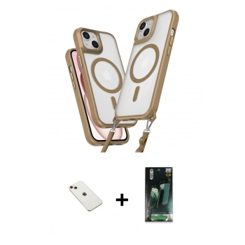 MARSİLYAN™- iPhone 14 Kılıf Atlas Doku Koleksiyonu - Şeffaf 360 Full Body Arka Koruyucu + Diamond Kamera Lens - KI