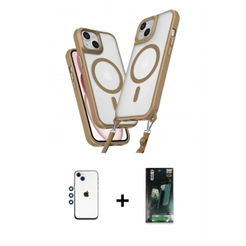 MARSİLYAN™- iPhone 14 Kılıf Atlas Doku Koleksiyonu - Şeffaf 360 Full Body Arka Koruyucu + Shine Kamera Lens - MI