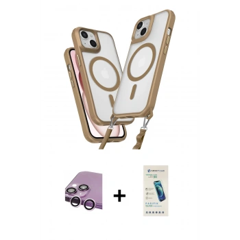 MARSİLYAN™- iPhone 14 Kılıf Atlas Doku Koleksiyonu - Şeffaf Pasifik Cam Ekran Koruyucu + Raze Metal Kamera Lens - MR