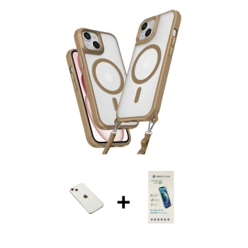 MARSİLYAN™- iPhone 14 Kılıf Atlas Doku Koleksiyonu - Şeffaf Pasifik Cam Ekran Koruyucu + Diamond Kamera Lens - PE
