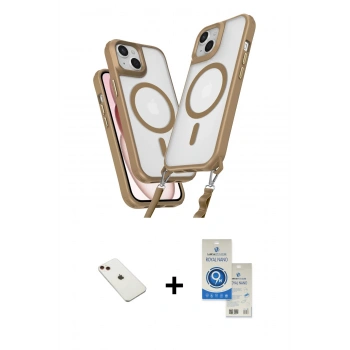 MARSİLYAN™- iPhone 14 Kılıf Atlas Doku Koleksiyonu - Şeffaf Royal Nano Ekran Koruyucu + Diamond Kamera Lens - KI