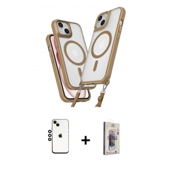 MARSİLYAN™- iPhone 14 Kılıf Atlas Doku Koleksiyonu - Siyah Bilvis 3D Cam Ekran Koruyucu + Shine Kamera Lens - SH
