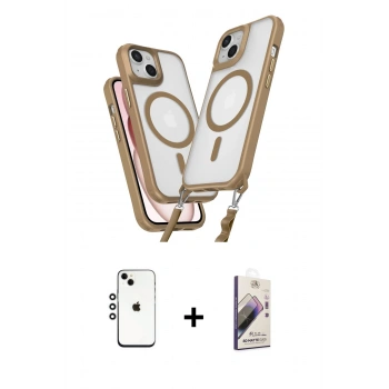 MARSİLYAN™- iPhone 14 Kılıf Atlas Doku Koleksiyonu - Siyah Bilvis 3D Mat Cam Ekran Koruyucu + Shine Kamera Lens - GS