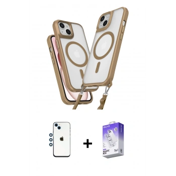 MARSİLYAN™- iPhone 14 Kılıf Atlas Doku Koleksiyonu - Siyah Bilvis 5in1 3D Magic Cam Ekran Koruyucu + Shine Kamera Lens - MI