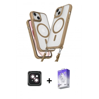 MARSİLYAN™- iPhone 14 Kılıf Atlas Doku Koleksiyonu - Siyah Bilvis 5in1 3D Magic Cam Ekran Koruyucu + PVD Metal Kamera Lens - PE
