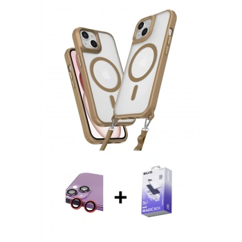 MARSİLYAN™- iPhone 14 Kılıf Atlas Doku Koleksiyonu - Siyah Bilvis 5in1 5D Magic Hayalet Cam Ekran Koruyucu + Raze Metal Kamera Lens - KI